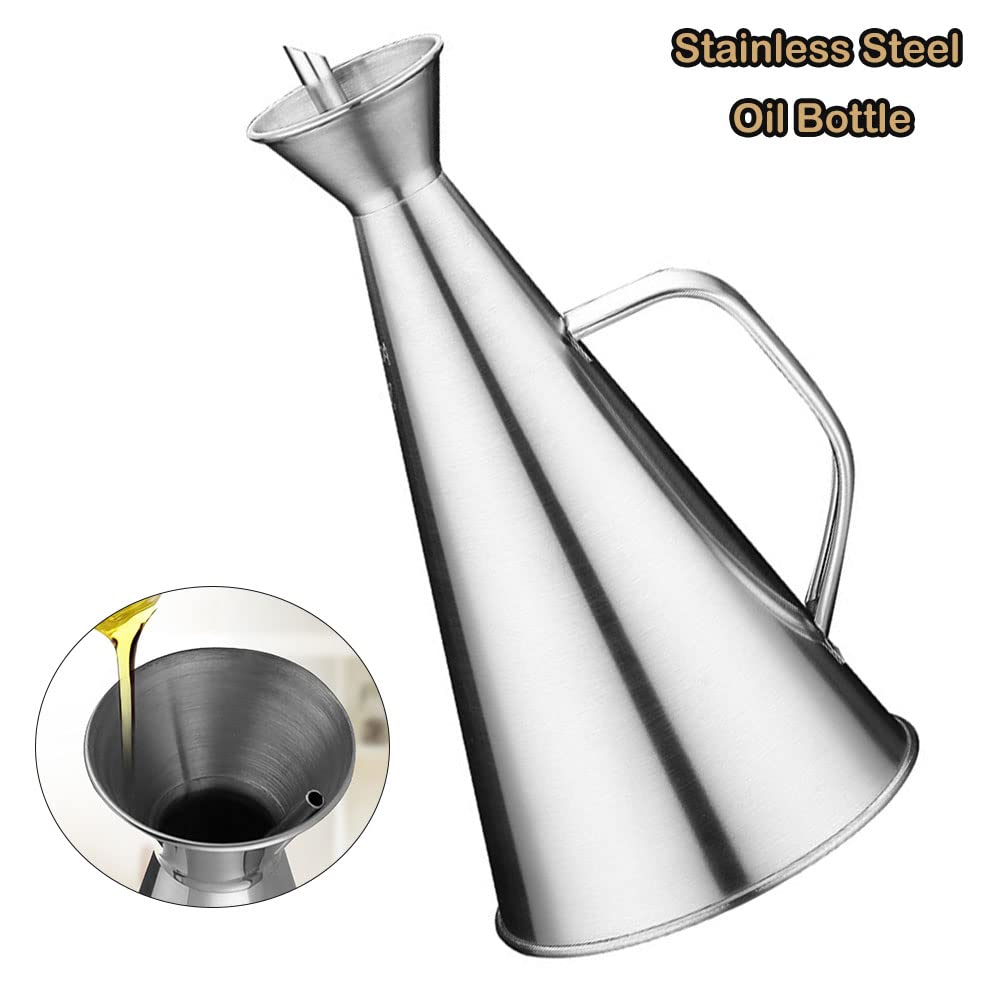 TopHomer Lot de 2 distributeurs d'huile étanches en acier inoxydable - 500 ml - Anti-goutte - Pour huile d'olive, vinaigre et liquides - Ustensiles de cuisine et barbecue