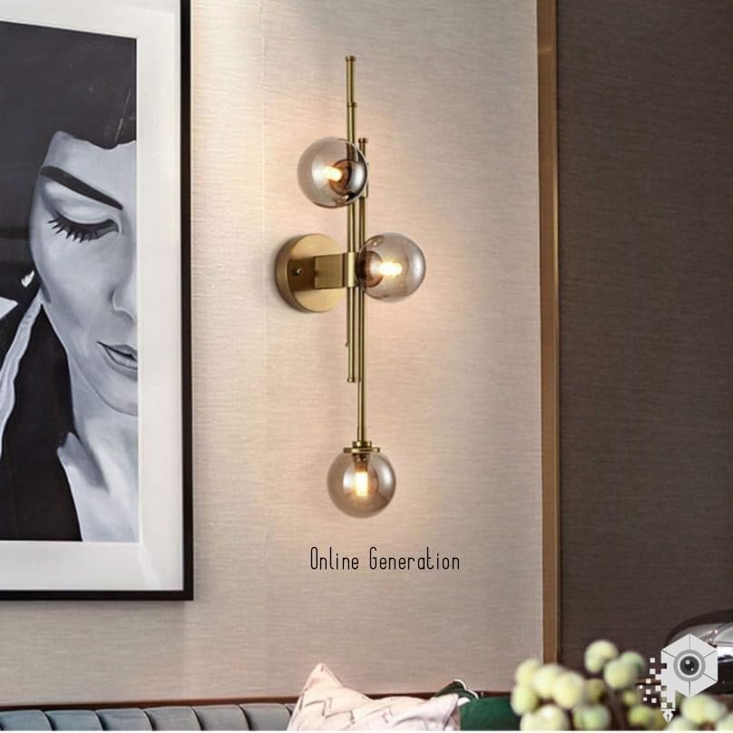 Image of Wall Lamp Chandelier Pendant Light, Home Decor for Bedroom, Living Room, Hallway, Cafe, Hotel, Restaurant (3 Light Black Wall LAMP with LED Bulb Pack of 1)