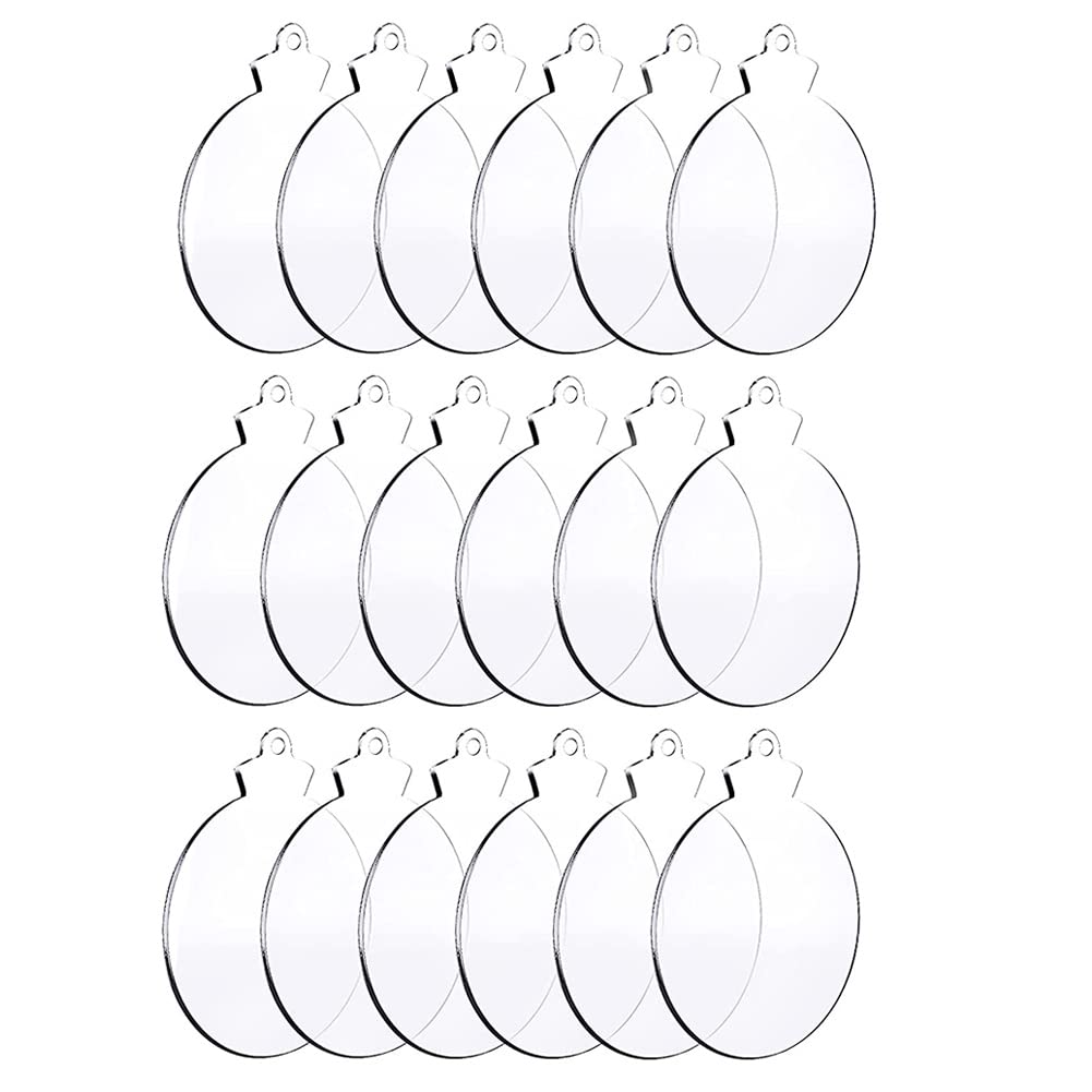 CTRLZS 50Pcs Round Acrylic Christmas Ornament Blank Transparent Acrylic Ornament with Hole for DIY Craft, Holiday