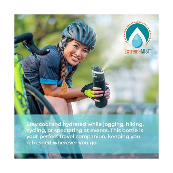 ExtremeMIST - GoMist Misting & Drinking Bottle - Personal Mister - Cooling Water Flask with Easy-Drink Spout - Stainless-Steel Double Wall Insulation - Portable Misting- Marine Teal - 25oz/750ml - Image 6