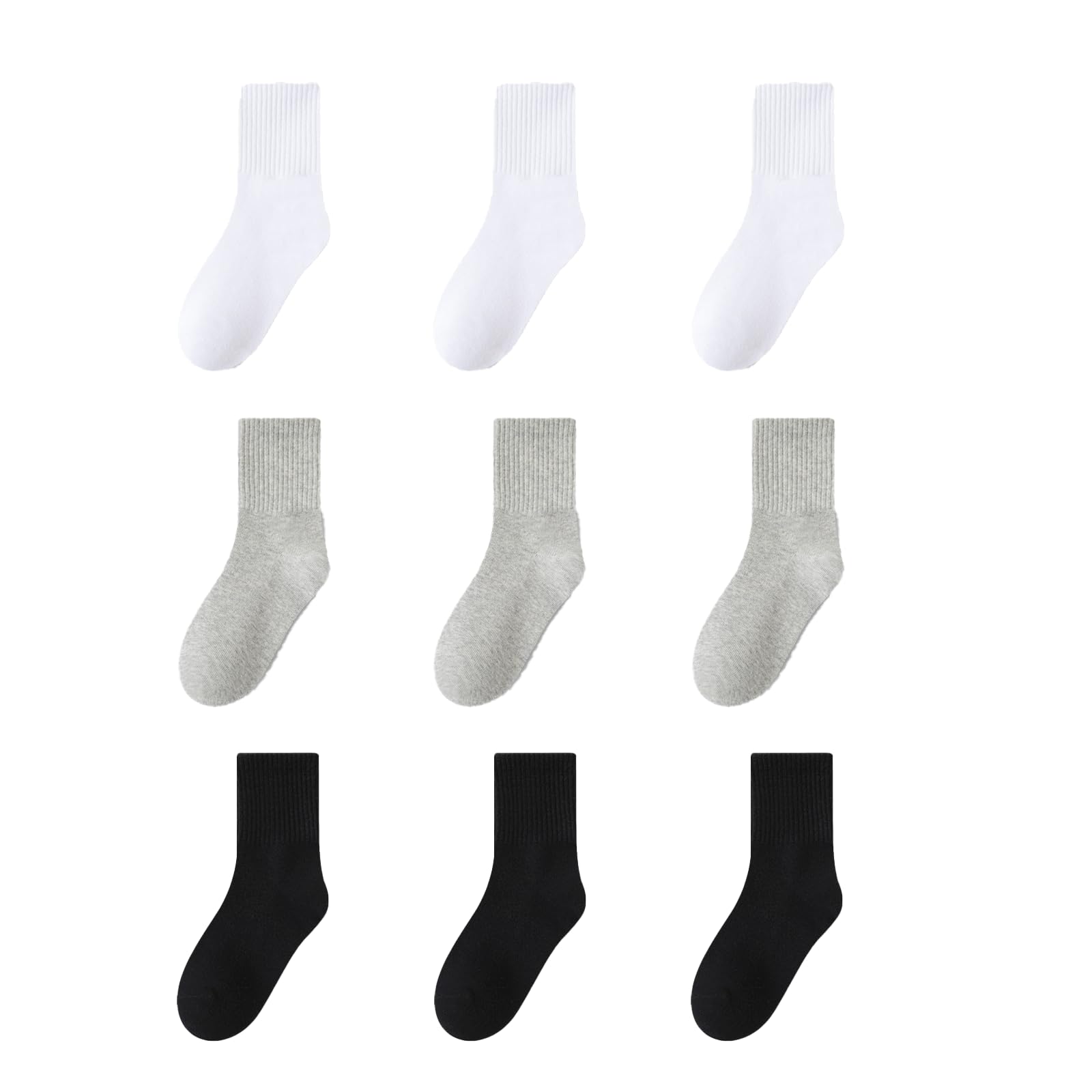 QKURT 9 Pares de Calcetines para Niños, Calcetines Deportivos de Algodón para Niños Pequeños Calcetines Tobilleros Transpirables para Niños y Niñas Calcetines Escolares para Niños de 3 a 12 Años