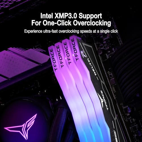 Image of TeamGroup T-Force Delta RGB 2x16GB 6400MHz (6400MT /s) CL40 Black 32GB DDR5 RAM Kit, Desktop Gaming Memory, Metal Heatsink, ARGB Sync, ECC, XMP 3.0 /EXPO, For Intel /AMD CPU, High Performance Low Latency