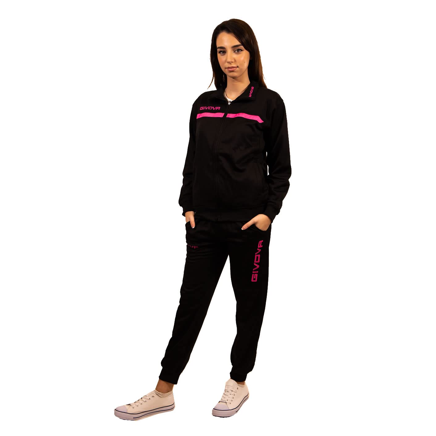 Givova, suit givova one full zip, black/fuxia, S