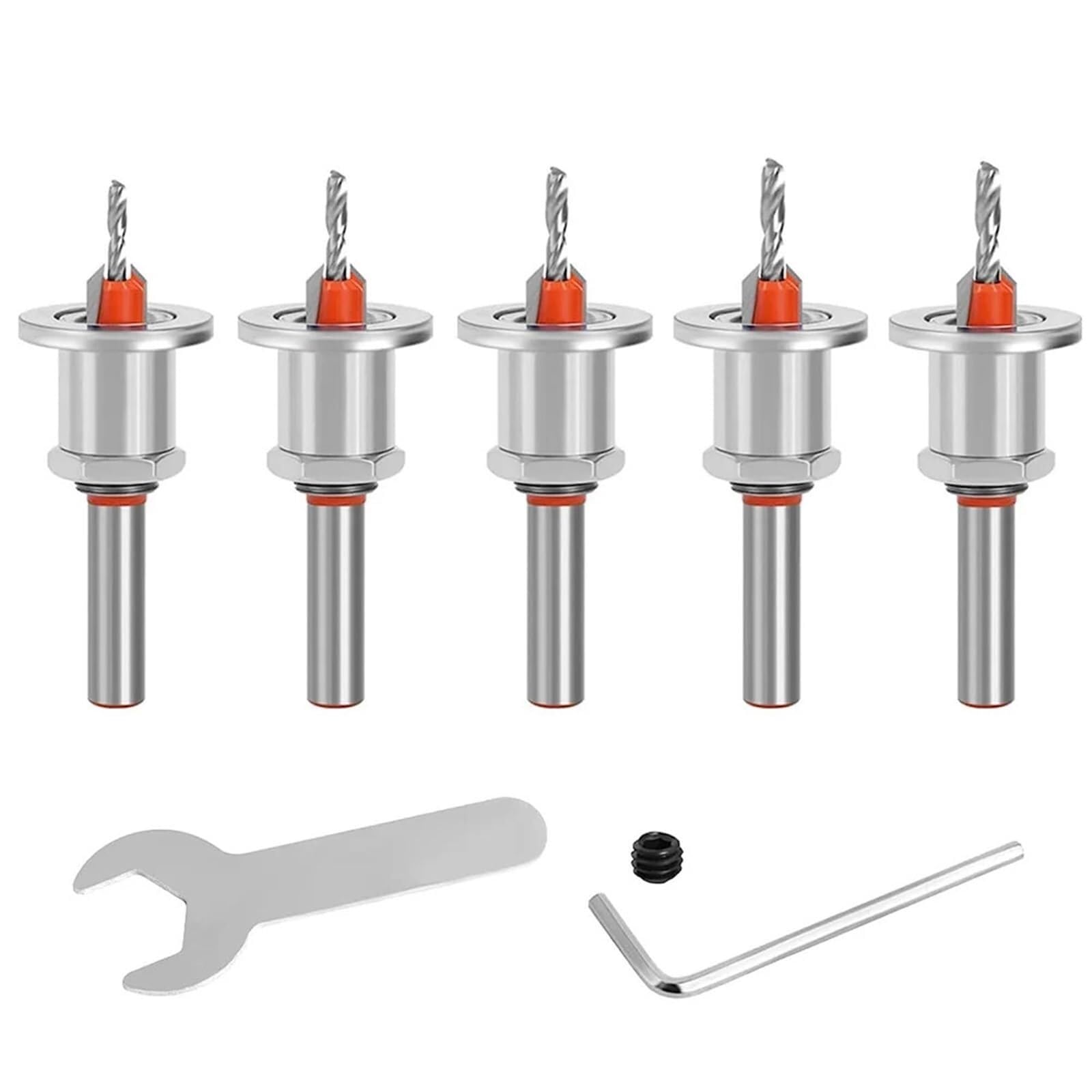 Aoicxb One Color Twist Drill Bits,Metal Drill Bit,8Mm Round Shank Adjustable Countersink 2.8-4Mm Cone Counterbore Router With Limit Stop(8 * 8Mm 5Pcs)