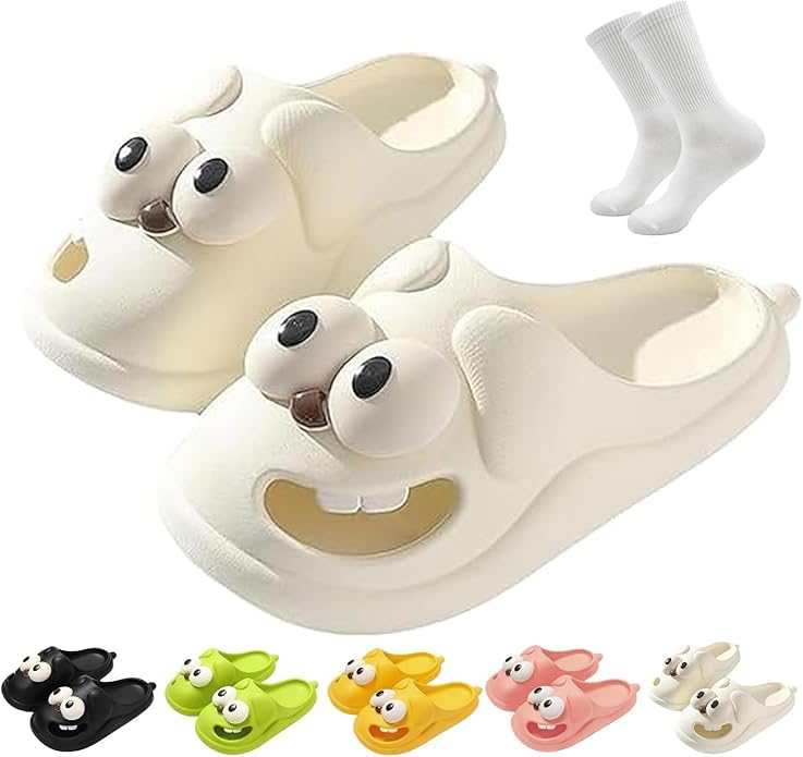 Soulmate Slides, Kissing Slippers, Anti-collision Toe Cap Protects Your Feet, 3D Big Eye Dog Funny Cartoon Slides