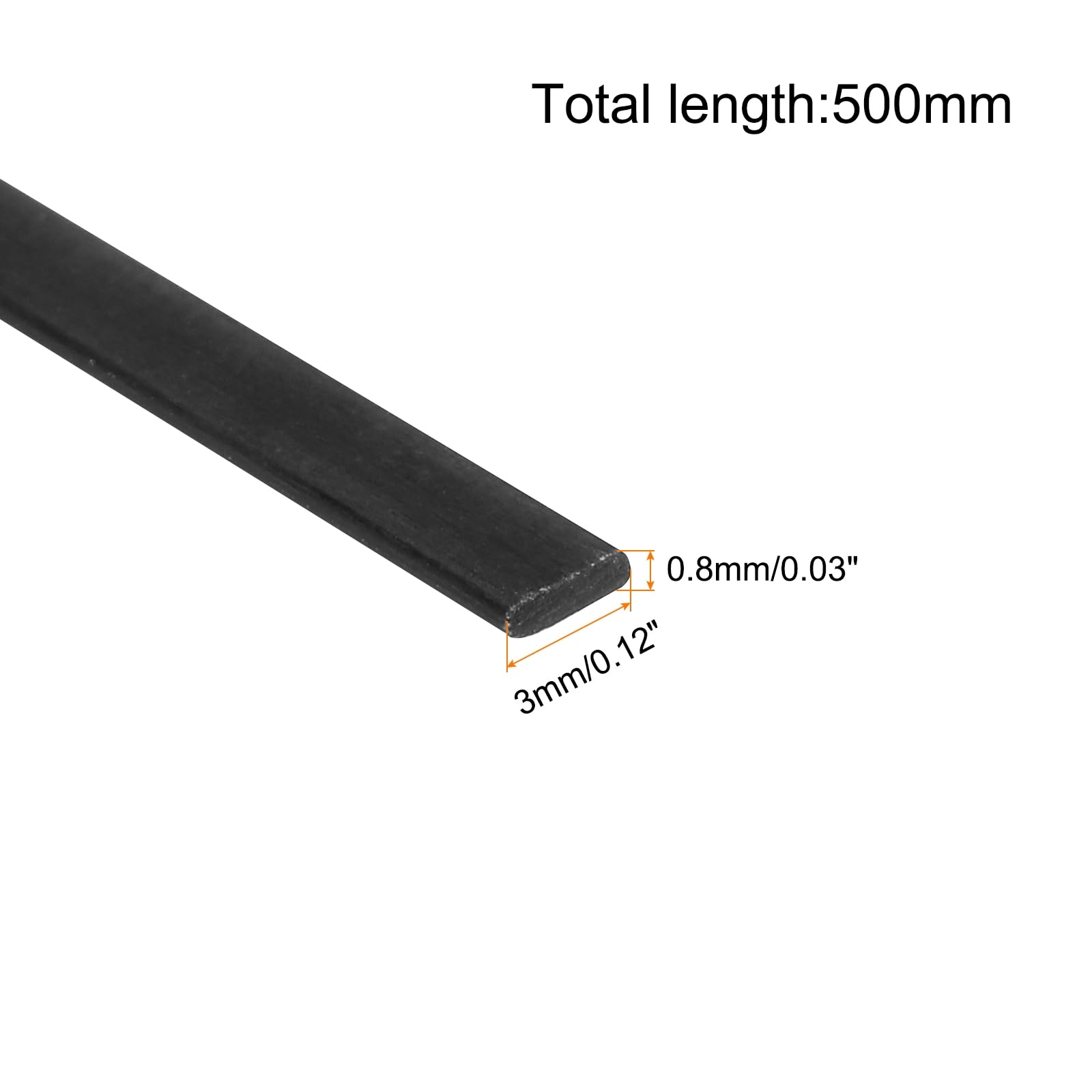 QUARKZMAN 4pz Asta in Fibre di Carbonio Lunghezza 0,8x3mm 500mm Barre Piatte Pultruse in Fibre Carbonio per Aquiloni, Aeroplani RC