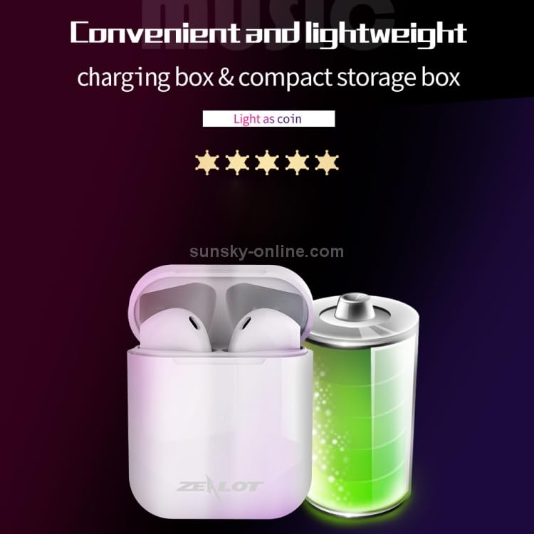 ELECTROPRIME Zealot H20 TWS Earbuds charging case next to a battery