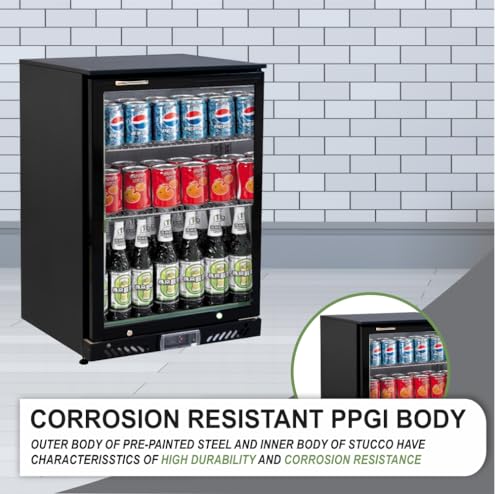 Image of ROCKWELL 130Ltr, Back Bar Cooler, Digital Temperature Display, Heavy Duty Design (BB120C, Black)