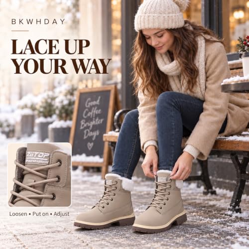 BKWHDAY Winter Boots for Women Snow Boot Waterproof Non Slip - image 6