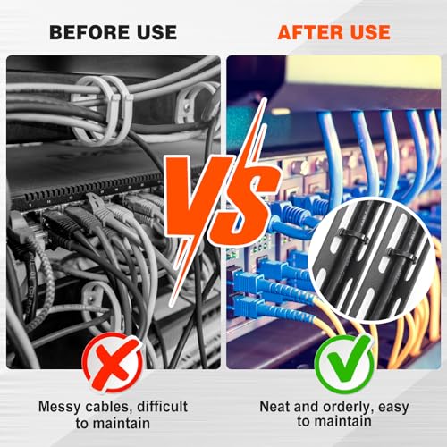 Image of Zonon 4 Sets 1u 19 Inch Server Rack Cable Management Tie Bar Kit Includes 4 Pack 1u Tie Bars, 25 Zip Ties, 8 Cage Nuts & 8 Screws Work with Open Frame Enclosure Network Cabinet Mount Wire Management