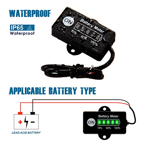 Runleader Led-batterij-brandstofindicator, DC12 V/24 V, real-time weergave van de batterijcapaciteit, toepasselijke… - Afbeelding 6