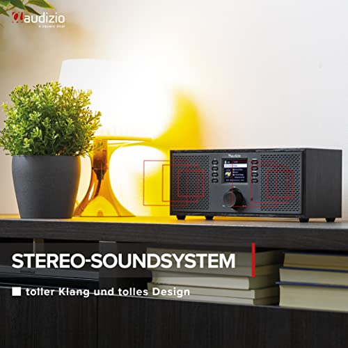 Audizio Rimini Internet Radio WLAN, Bluetooth Radio mit Fernbedienung, Spotify Connect, Sleeptimer, Alarmfunktion, modernes Küchenradio mit Display - Schwarz – Bild 5