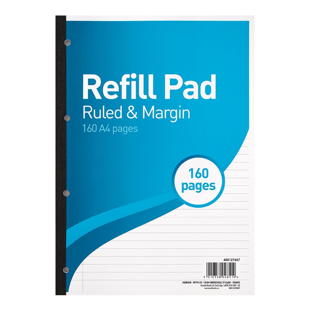SUMMIT A4 Lined Paper, Refill Pad, Ruled and Margin, 160 Page, Single Notepad