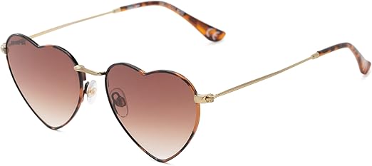 Foster Grant Sun Luv Only Love Here Heart Sunglasses, Gold, 54mm