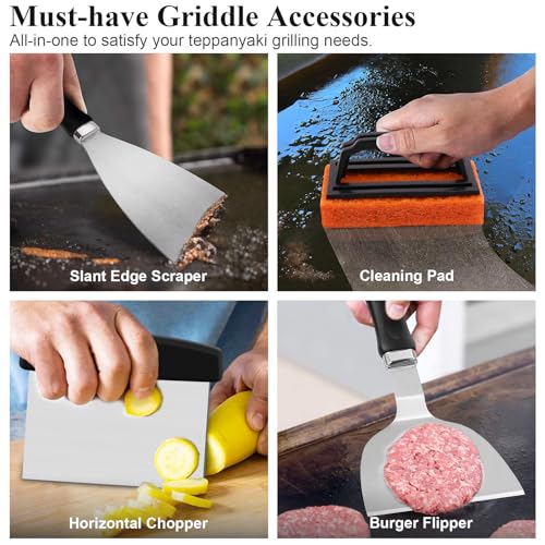 Grilliance 27Pcs Blackstone Griddle Accessories Kit, Flat Top Grill Tools For Camp Chef,Hibachi Enlarged Spatula Gift Set With Basting Cover,Burger Press Patty Maker For Outdoor Bbq Teppanyaki thumb #5