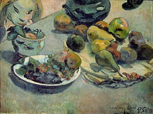 Cuadro bodegón con frutas de Paul Gauguin, pintura en lienzo decorativa para hogar (60x90cm)