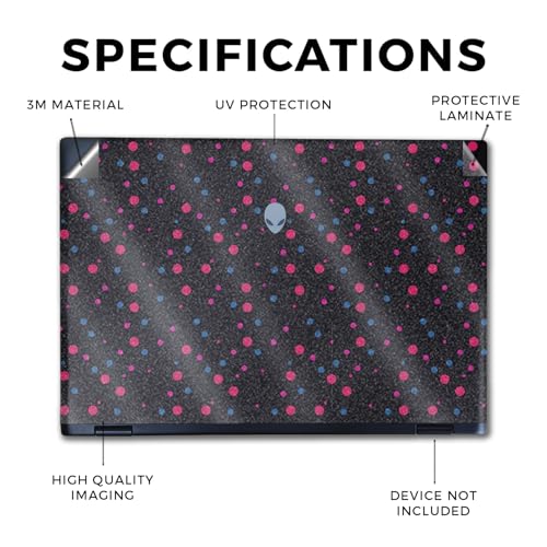 Image of Glossy Glitter Laptop Skin Compatible with Alienware M16 R2 (2024) - Magenta Dots - Premium 3M Vinyl Protective Wrap Decal Cover - Easy to Apply | Crafted in The USA by MightySkins