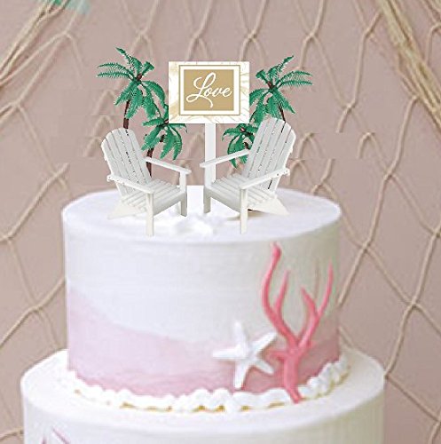 Love Sign With 2 White Small Mini Decorative Adirondack Plastic Beach Chair Wedding Anniversary Cake Decoration Toppers #TOP28
