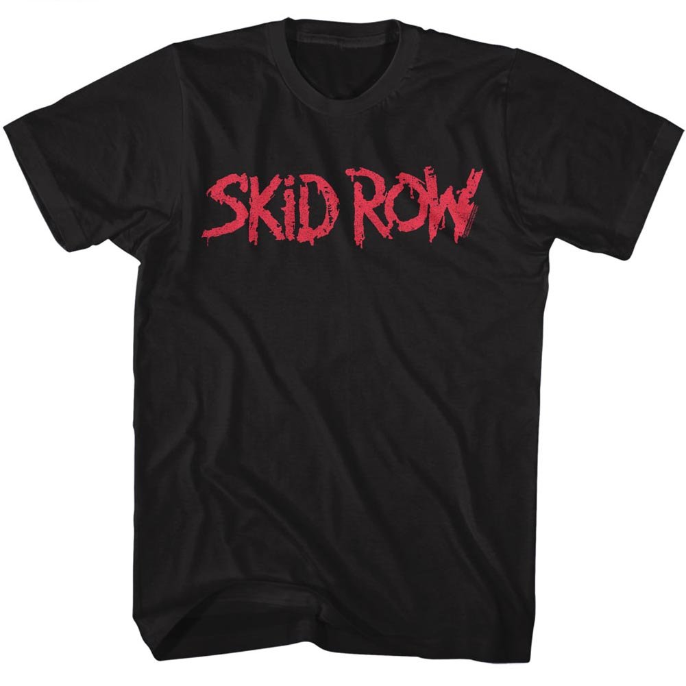 Skid Row Heavy Metal Band Red Logo Black Adult T-Shirt Tee