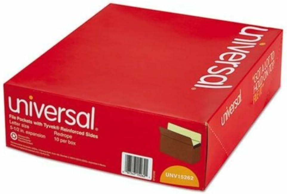 Universal 5 1/4 Expansion File Pockets, Straight Tab, Letter, Redrope/Manila, 10/Box (15262)