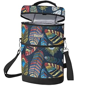 BALEINE 2 Bottle Wine Carrier – Insulated & Leakproof Wine Cooler Bag with Shoulder Strap for Picnic, Travel, BYOB…