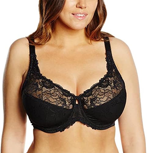DELIMIRA Women's Plus Size Full Coverage Underwire Unlined Minimizer Lace Bra Black 44G