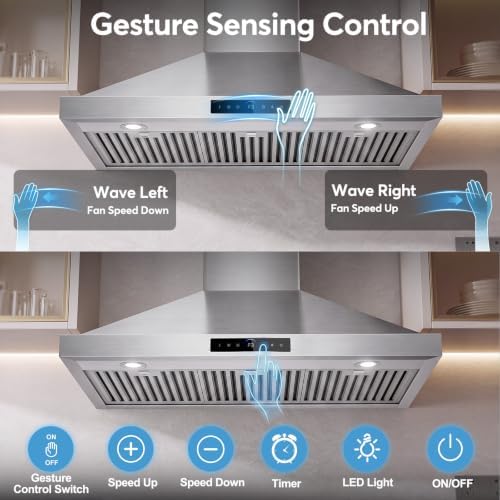42 Inch Wall Mount Range Hood,900 CFM Stainless Steel Stove Vent Hood - 2