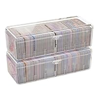 FESSOSKO 2 Stück Karteikarten Box, Sammelkarten Aufbewahrungsbox mit Abnehmbaren Trennbretter, Karteikartenbox mit Deckel, Spielkartenbox für bis zu 700 Karten, für Lernkarten, Visitenkarten