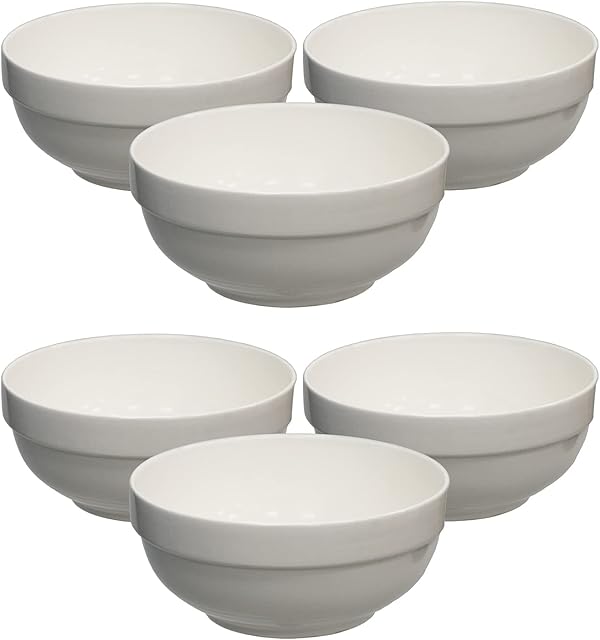 Plain White Ceramic Fruit Cereal Bowls - 6" / 16cm (Dia) - Set of 6 - Dishwasher & Microwave Safe.