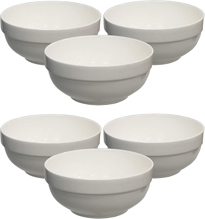 Plain White Ceramic Fruit Cereal Bowls 6" / 16cm (Dia) Set of 6