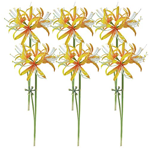 Image of 6 Stems 26.38 Inch Artificial Lycoris Radiata Spider Lily Flowers for Home Garden Decoration (Orange)