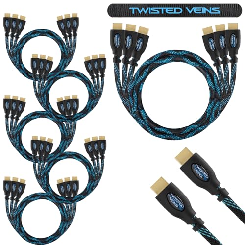 Image of 15-Pack of 6 ft HDMI Cables, Premium Braided Cord, High Speed with Ethernet, Supports HDMI 2.0b 4K 60hz HDR and ARC