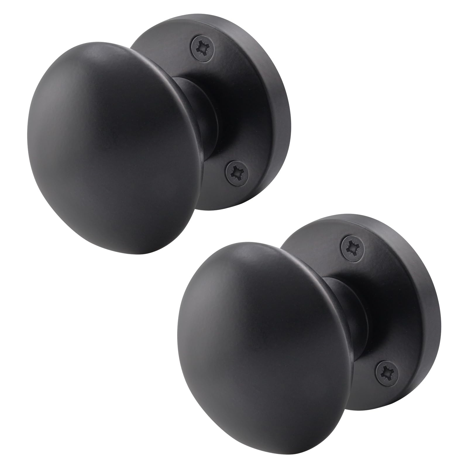 Eai Matt Black Black Door Knobs - 1 Pair Of Victorian Mortice Knobs (55Mm) For Internal Doors
