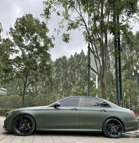 Image of WISDOM Olive Green Vinyl Car Wrap Air Release, Self Adhesive, Vehicle wrap Sheet for Automotive Bike DIY Exterior Interior Decoration (Olive Green, 20 Inch X 4 Feet)