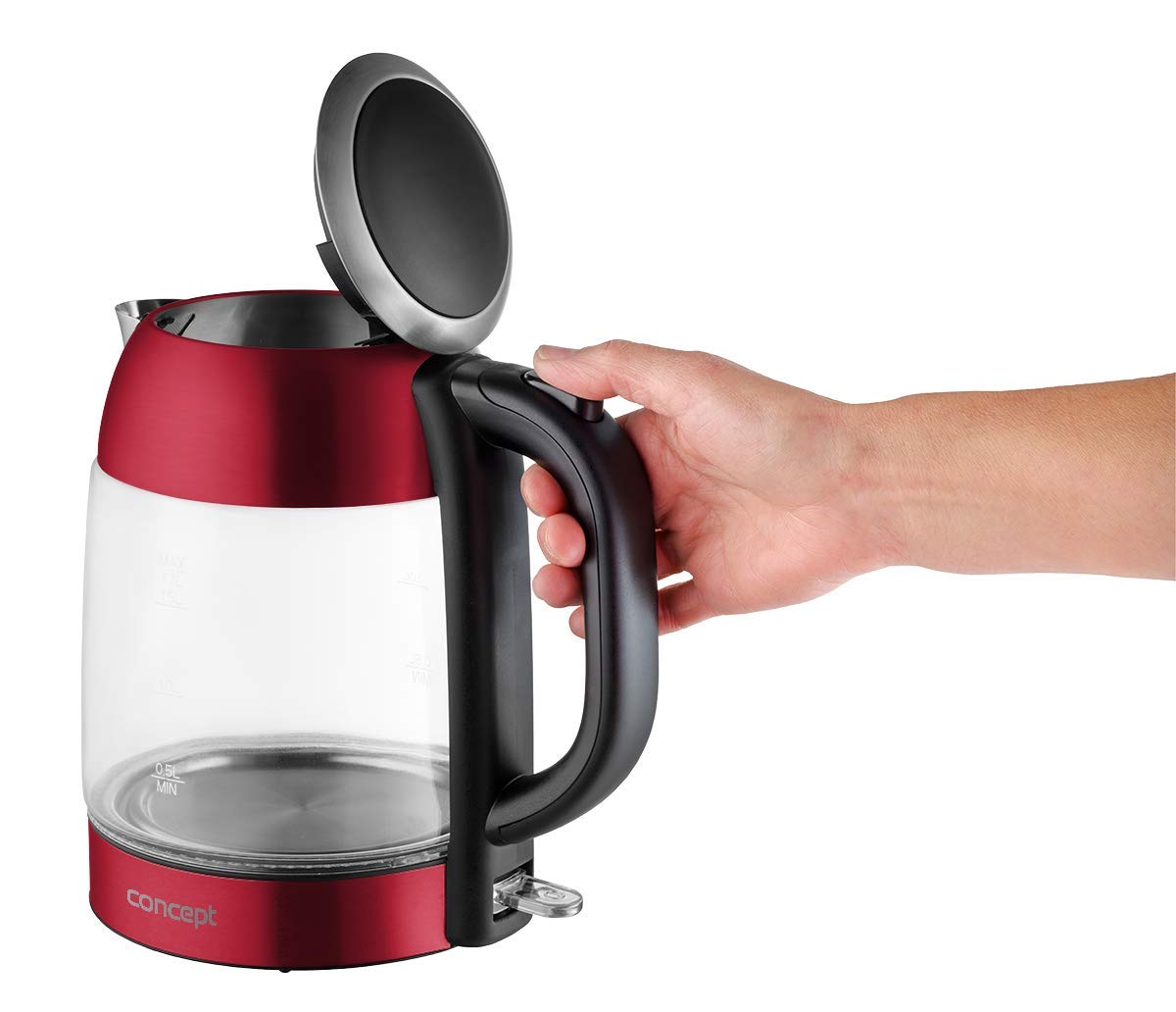 CONCEPT Hausgeräte Glas wasserkocher mit 1,7 L Fassungsvermögen, mit Filter
