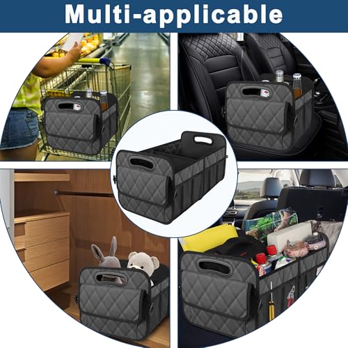 Image of Deosk Car Trunk Organizer for SUV, Car Organizers and Storage with Reinforced Handles, Car Accessories for Women /Men 70L Waterproof Polyester Trunk Organizer(Large, Charcoal)