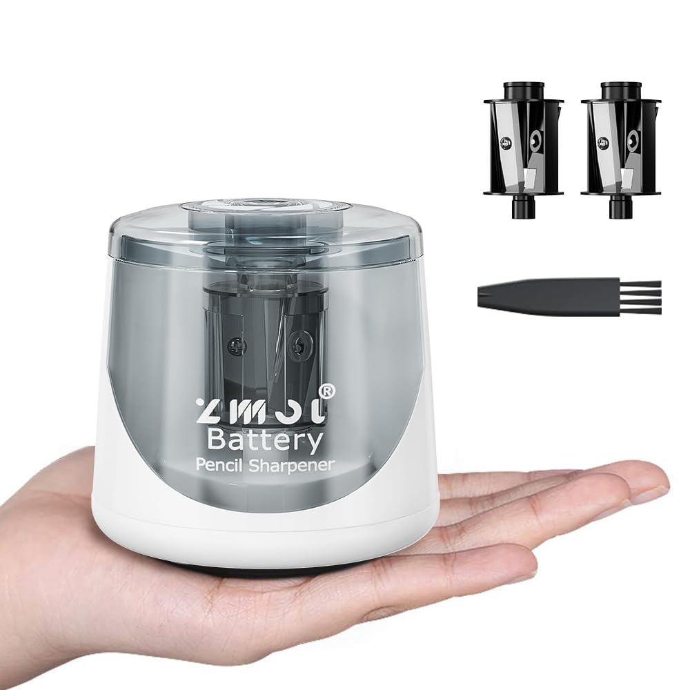 ZMOL Electric Pencil Sharpener, Battery Operated, Small Portable, White — image 1
