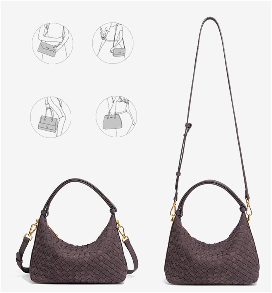 Suede Woven Tote Bag Shoulder Purse for Women Faux Suede Crossbody Handbag Clutch Woven Hobo Bag Satchel Slouchy Handbag 2025 - Image 6