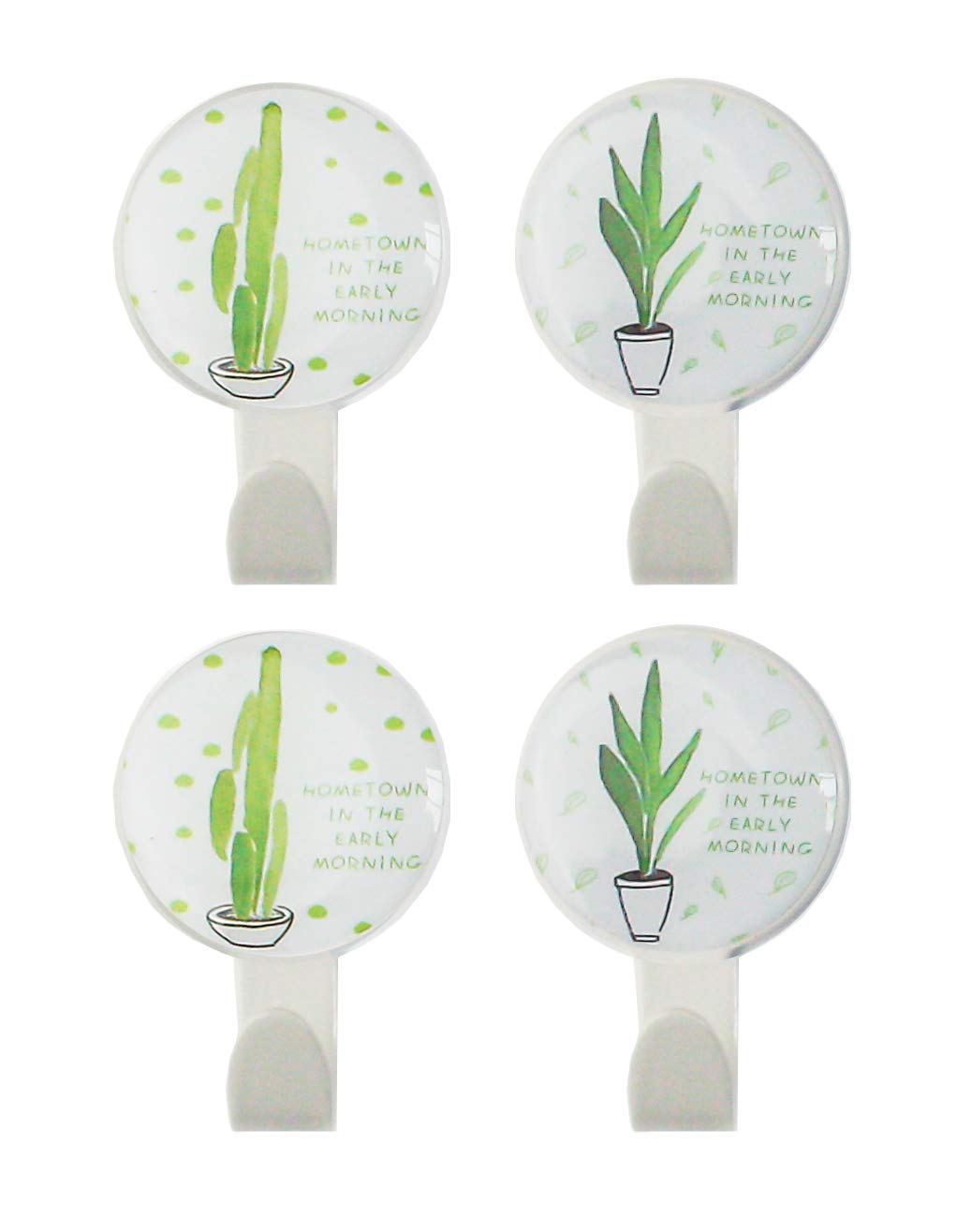 Emartbuy Set of 4 Self Adhesive Sticky Stick On Hooks Hook for Door Hanging Multipurpose - Green Plant Pots