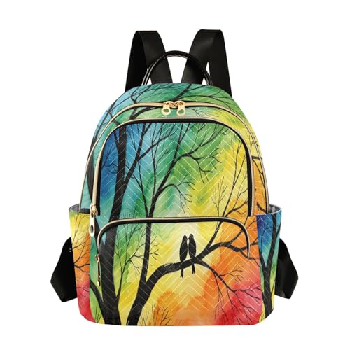 Sac à dos matelassé pour femme 14L oiseau arc-en-ciel
