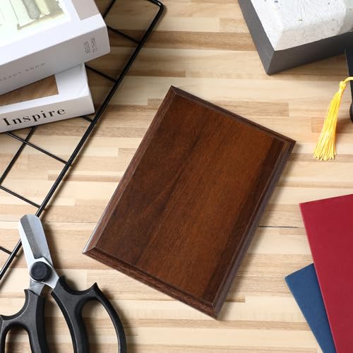 Memorywuu 4 Pcs DIY Blank Award Plaques Personalized Engraved Plaques Wooden Trophy Gift for Thank You, Photo, School, Sports, Special Achievements, Retirement(5 x 7 Inch,Cherry Color) - Thumbnail 7