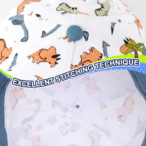Image of Duoyeree Toddler Baby Baseball Snapback hat Infant Baseball Cap Polyester | 0-24m,cute dinosaur print,UPF50+,Summer baseball cap for baby boys, soft brim to block the sun and protect the eyes