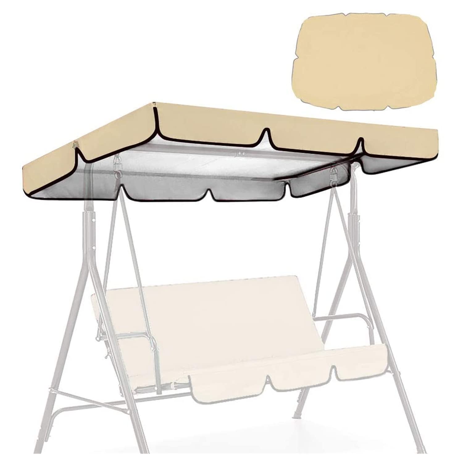 Tettuccio per Dondolo Tetto di Ricambio per Dondolo da Giardino, Tettino Parasole Universale 190 * 132 * 15cm (beige)