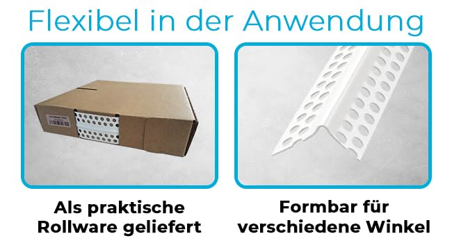 doitBau PVC Eckrollwinkel 4 Rollen 25 m | Kantenschutzprofil für Trockenbau | variabler Winkel 50 bis 180 Grad