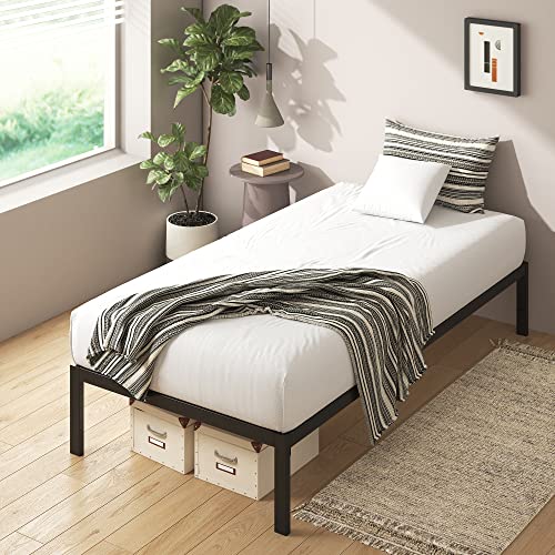 Image of ZINUS Mia Metal Platform Bed Frame, Wood Slat Support, No Box Spring Needed, Easy Assembly, Black, 75 inch x 30 inch