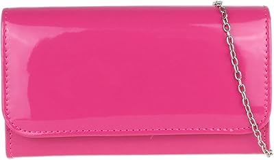 Girly HandBags Plain Glossy Clutch Bag (Fuchsia)
