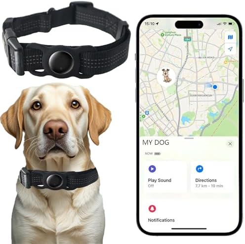 Rastreador GPS para cães coleira inteligente de rastreamento de animais de estimação ajustável apenas iOS localização em tempo real coleira de cachorro PU macia e confortável sem etiqueta de