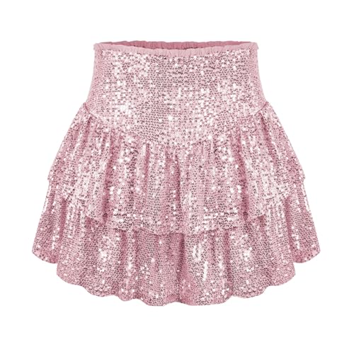 Mini-jupe à paillettes confortable anti-frottement avec son short de protection