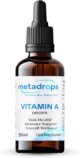 MetaDrops Vitamin A Liquid Supplement - Retinyl Palmitate, 100 Sublingual Servings for Enhanced Absorption, 50 mililitre