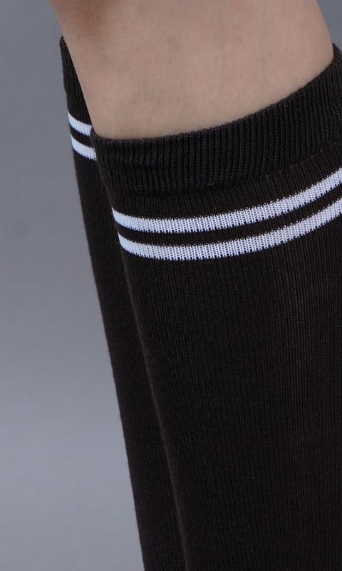 Image of WKLOUYHE Kids school socks for boys and girls,Knee Long Length soft cotton uniform Stripes socks Pack Of 06